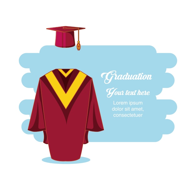 Vector tarjeta de graduación con traje uniforme