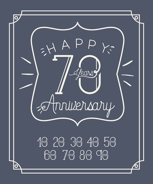Tarjeta Happy Anniversary con décadas