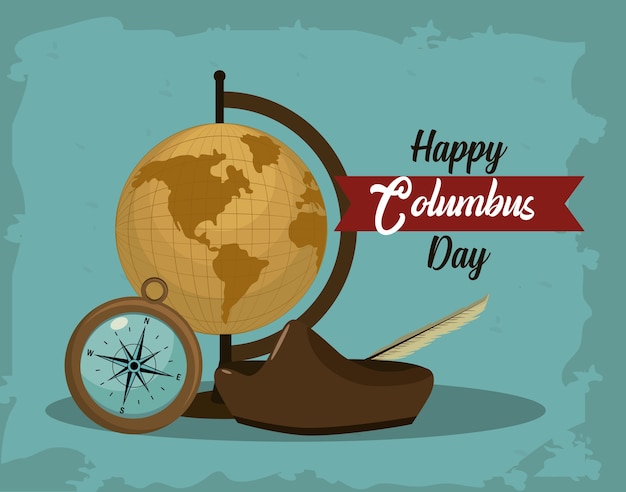 Vector tarjeta happy columbus day