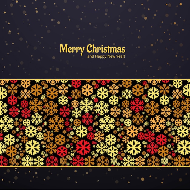 Tarjeta hermosa con el fondo colorido de la Feliz Navidad del copo de nieve