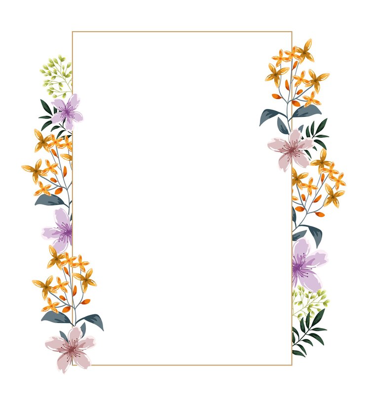 Vector tarjeta de hojas de acuarela de flores románticas