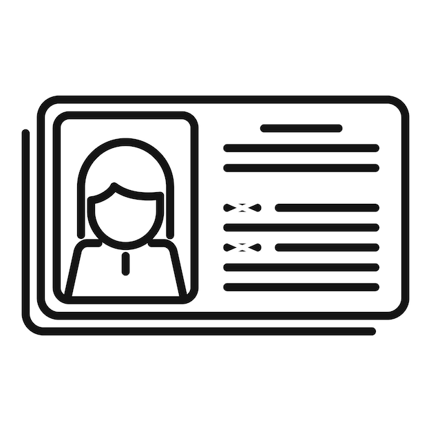 Tarjeta de identificación empleado icono contorno vector Insignia de nombre Web personal