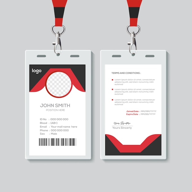 Tarjeta de identificación de empleado de oficina corporativa