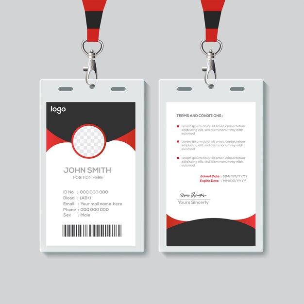 Tarjeta de identificación de empleado de oficina corporativa