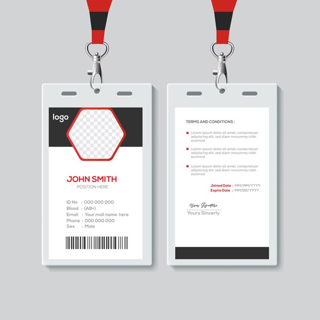 Tarjeta de identificación de empleado de oficina corporativa
