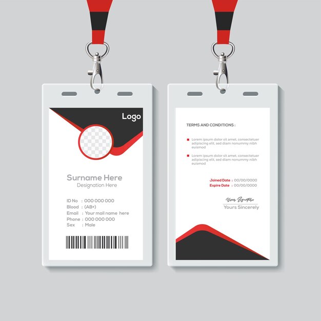 Tarjeta de identificación de empleado de oficina corporativa