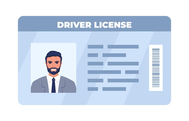 Vector tarjeta de identificación de la licencia de conducir datos de información personal documento de identificación con foto de la persona usuario o