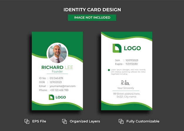 Tarjeta de identificación personal creativa moderna o diseño de tarjeta de identidad