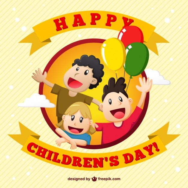 Vector tarjeta de ilustración de feliz día de los niños