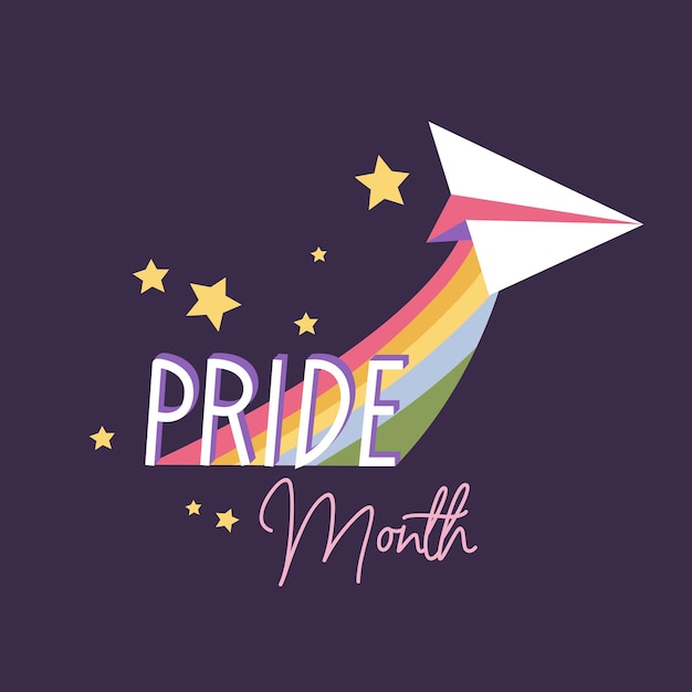 Tarjeta de ilustración vectorial con símbolos de la comunidad lgbtq y decoraciones del mes del orgullo