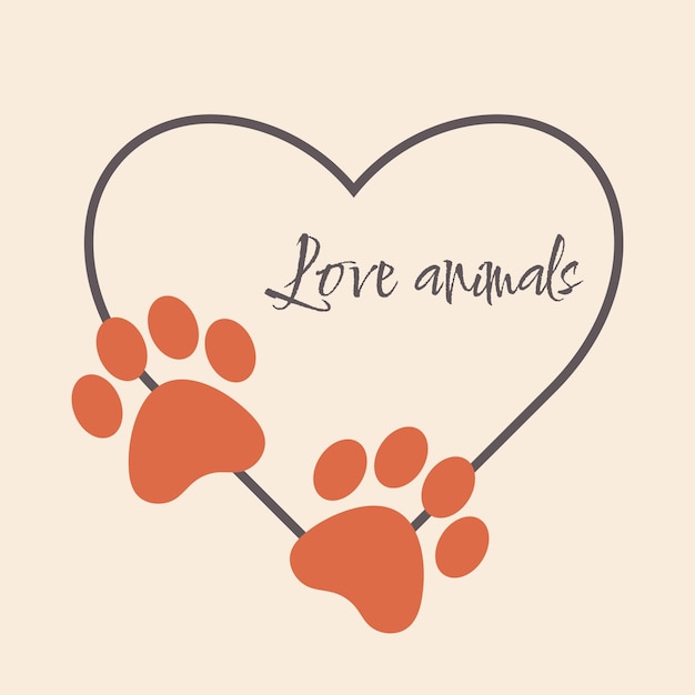 Tarjeta con impresión vectorial de la pata de un animal