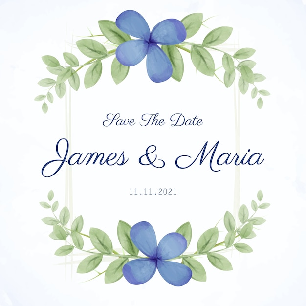 Tarjeta de invitación de acuarela guirnalda floral