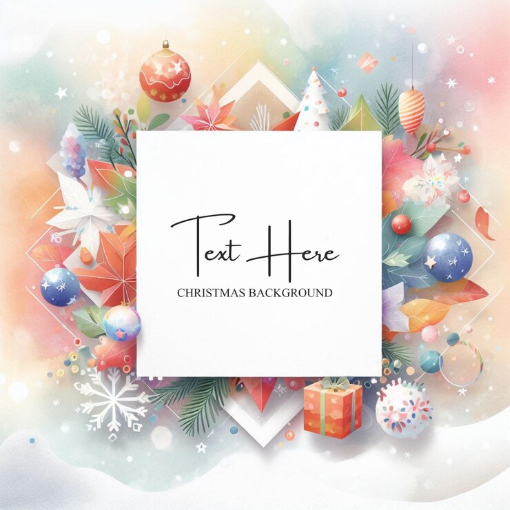 Tarjeta de invitación de acuarela con texto gratuito para fiesta y celebración de Navidad