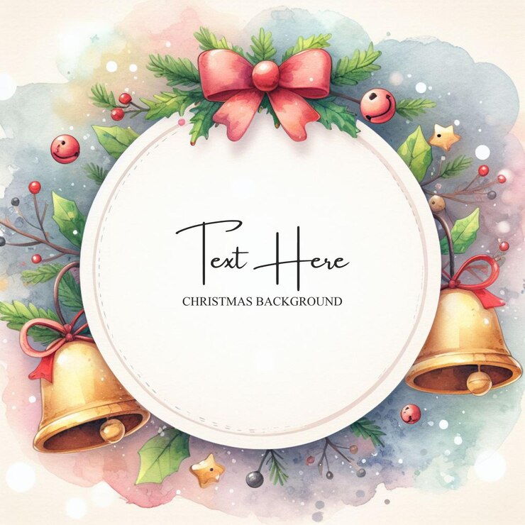 Tarjeta de invitación de acuarela con texto gratuito para fiesta y celebración de Navidad