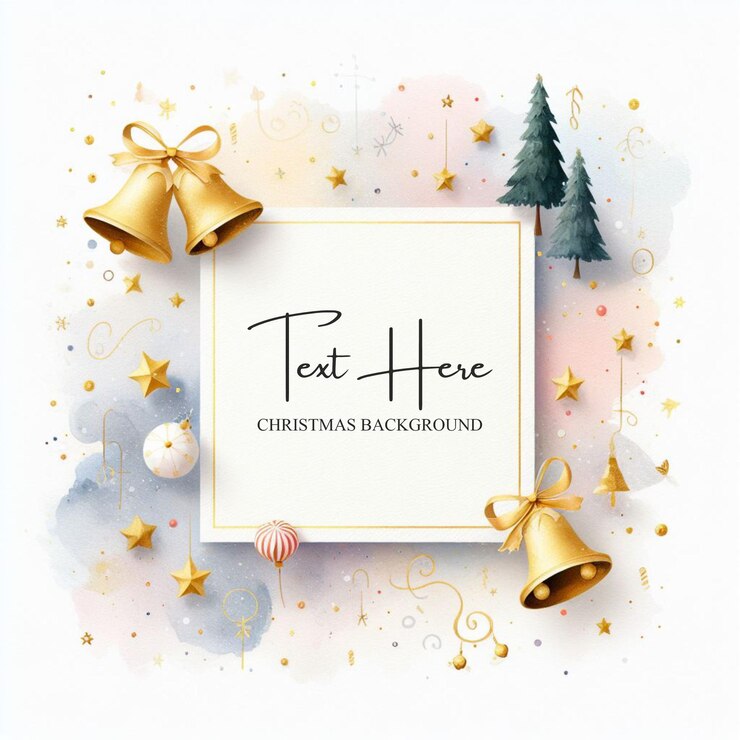 Tarjeta de invitación de acuarela con texto gratuito para fiesta y celebración de Navidad