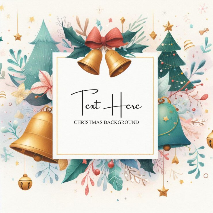 Tarjeta de invitación de acuarela con texto gratuito para fiesta y celebración de Navidad