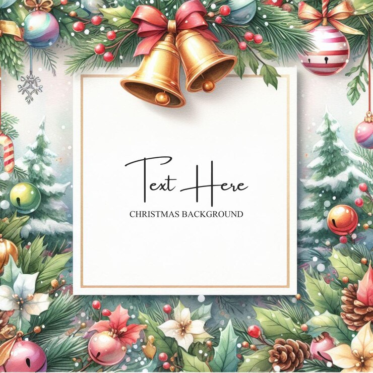 Tarjeta de invitación de acuarela con texto gratuito para fiesta y celebración de Navidad