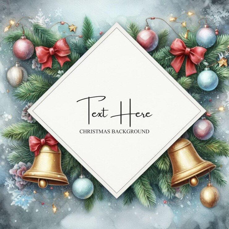 Tarjeta de invitación de acuarela con texto gratuito para fiesta y celebración de Navidad