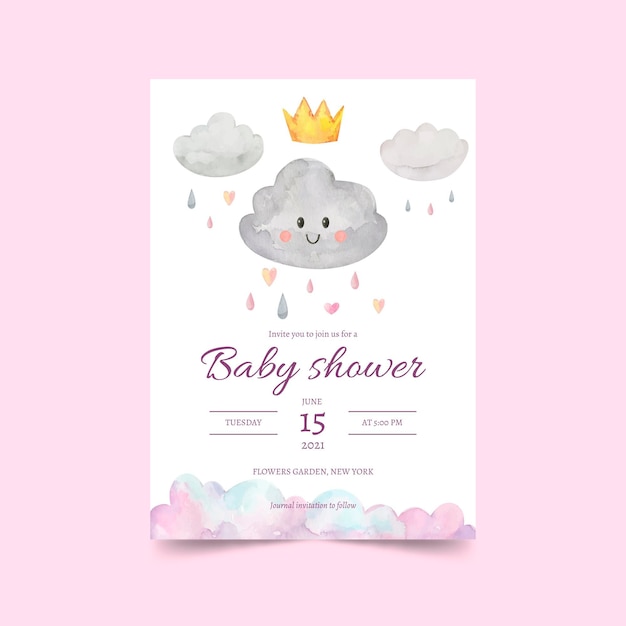 Vector tarjeta de invitación de baby shower chuva de amor pintada a mano