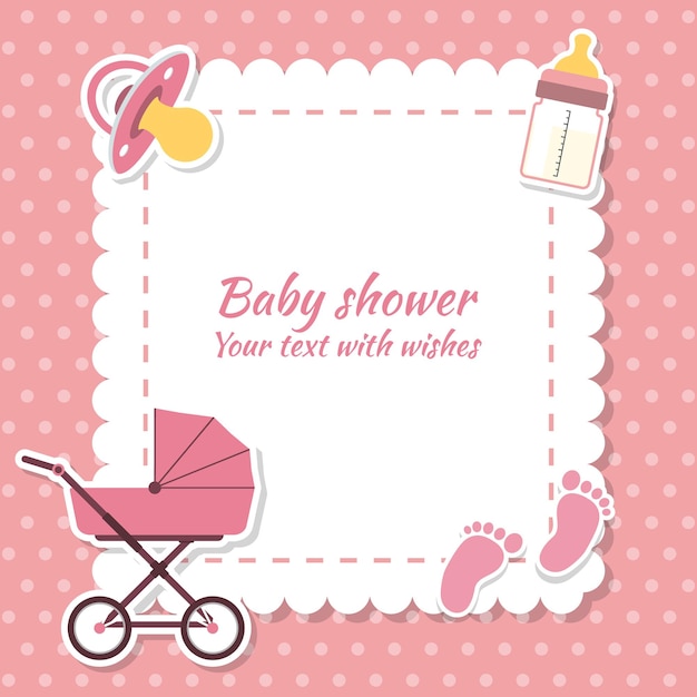 Tarjeta de invitación de baby shower niña Lugar para texto Tarjetas de felicitación