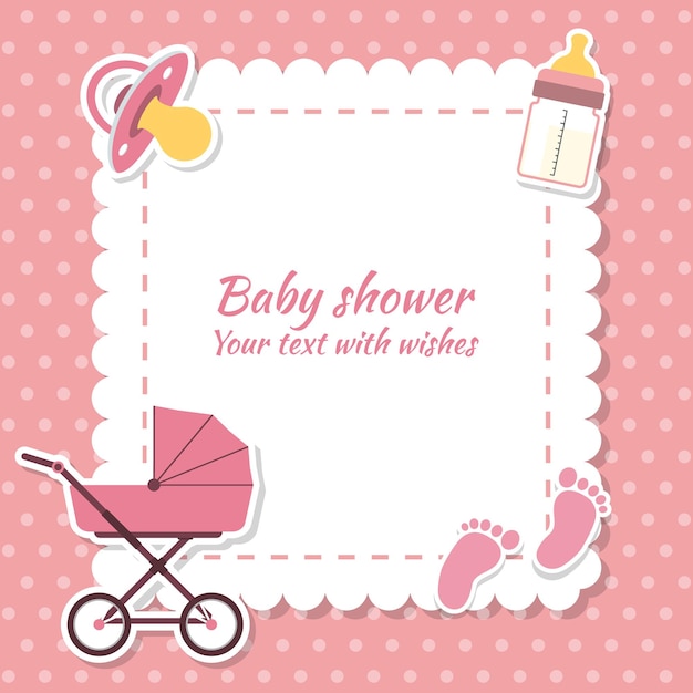 Tarjeta de invitación de baby shower niña lugar para texto tarjetas de felicitación