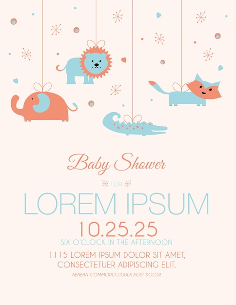 Vector tarjeta de invitación de baby shower retro en vector