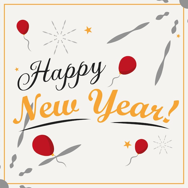 Tarjeta de invitación blanca de feliz año nuevo Vector
