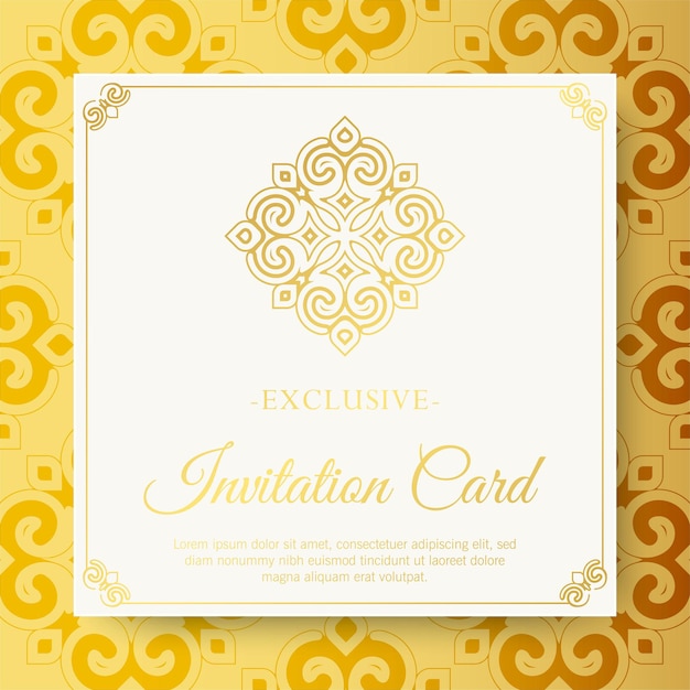 Tarjeta de invitación blanca de lujo estilo mandala