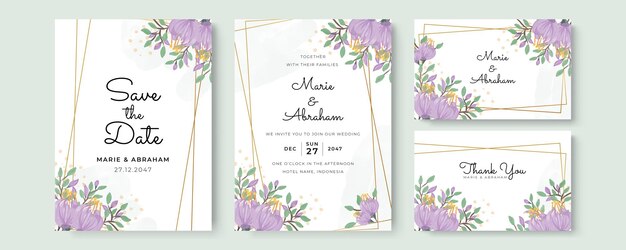 Tarjeta de invitación de boda acuarela elegante.