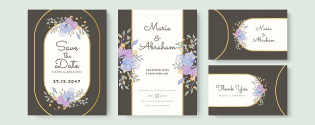 Tarjeta de invitación de boda acuarela elegante.