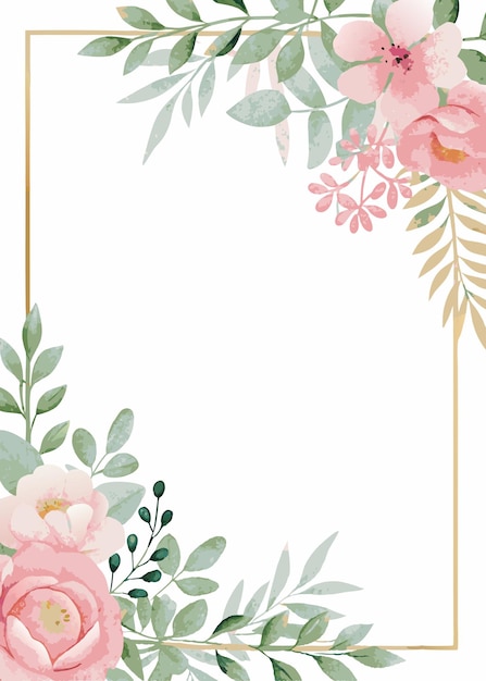 Tarjeta de invitación de boda con acuarela floral sobre fondo blanco