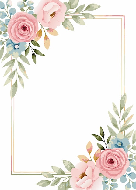 Tarjeta de invitación de boda con acuarela floral sobre fondo blanco