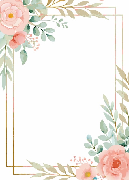 Tarjeta de invitación de boda con acuarela floral sobre fondo blanco