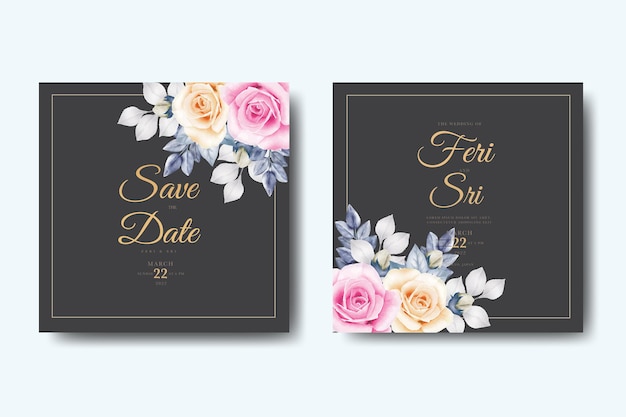 tarjeta de invitación de boda con acuarela floral