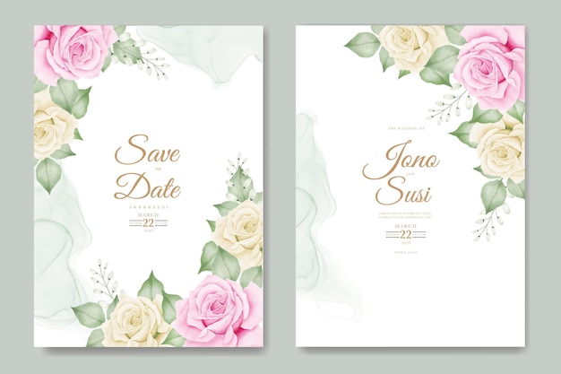 Vector tarjeta de invitación de boda con acuarela floral