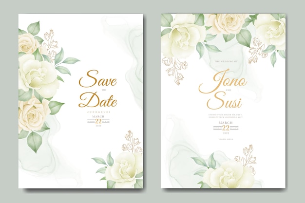 Vector tarjeta de invitación de boda con acuarela floral