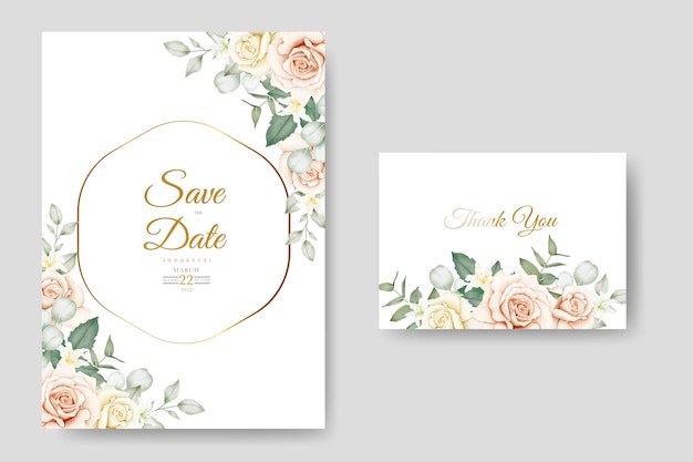 Tarjeta de invitación de boda con acuarela floral