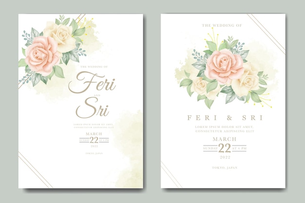 tarjeta de invitación de boda con acuarela floral