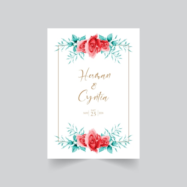 Tarjeta de invitación de boda de crisantemo acuarela