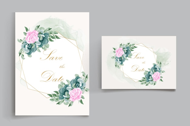 Tarjeta de invitación de boda de crisantemo acuarela