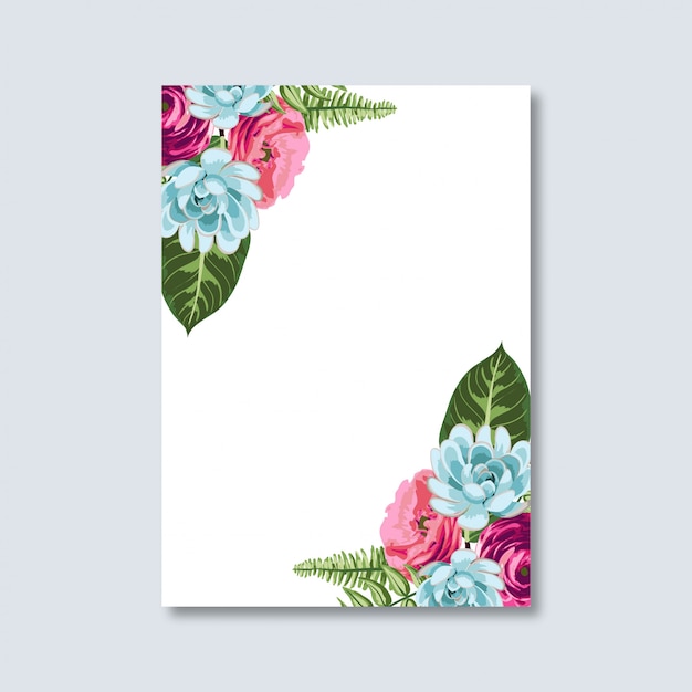 Vector tarjeta de invitación de boda de diseño floral