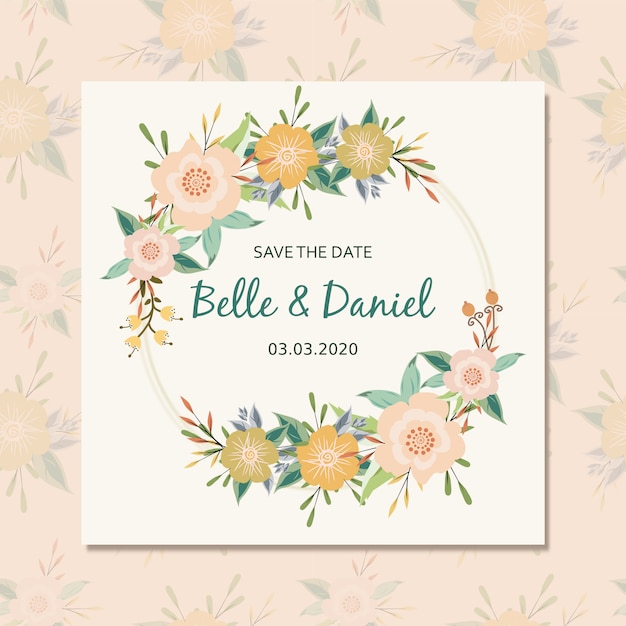 tarjeta de invitación de boda de diseño floral