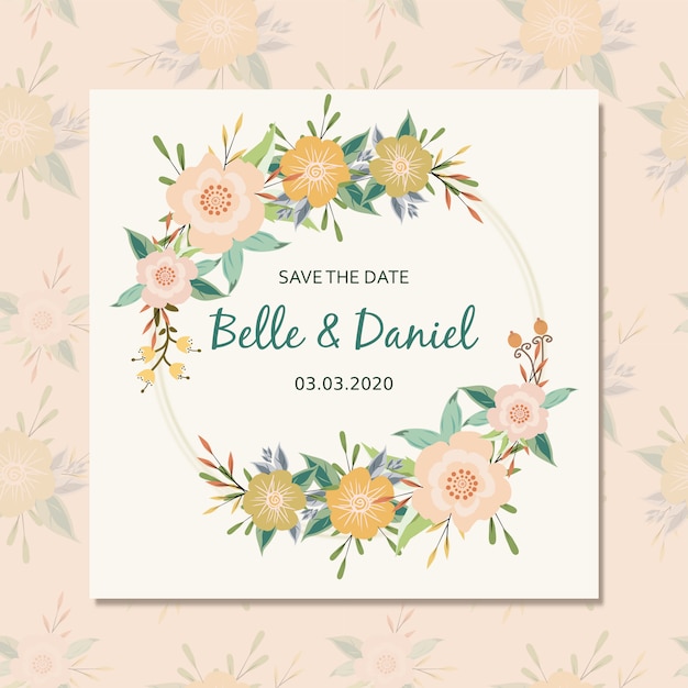 Tarjeta de invitación de boda de diseño floral