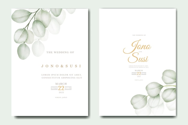Tarjeta de invitación de boda de eucalipto