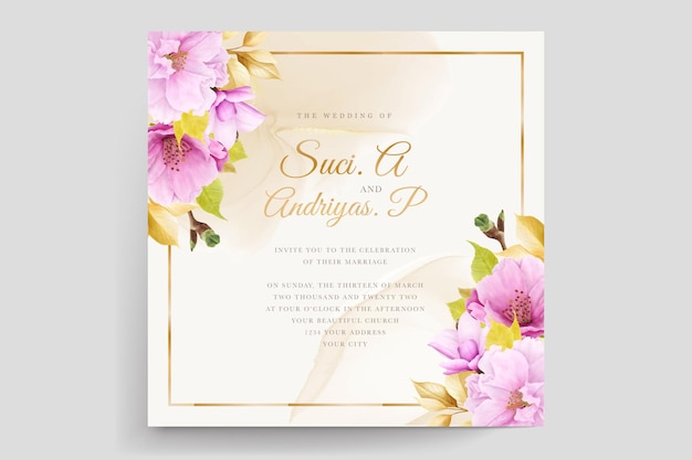 Tarjeta de invitación de boda flor de cerezo