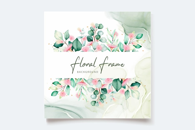 tarjeta de invitación de boda de flor de eucalipto