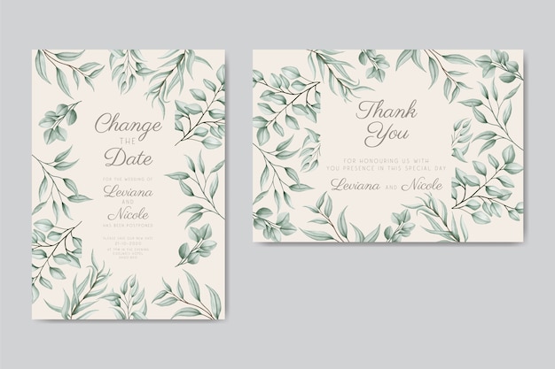 Tarjeta de invitación de boda floral aplazada