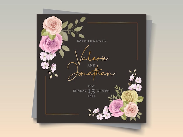 Tarjeta de invitación de boda floral colorida suave elegante