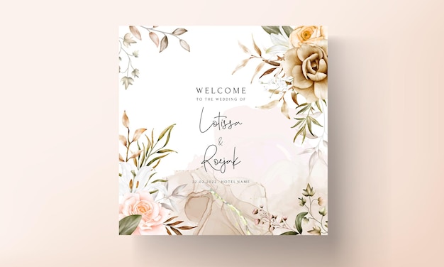 Tarjeta de invitación de boda floral dibujada a mano romántica