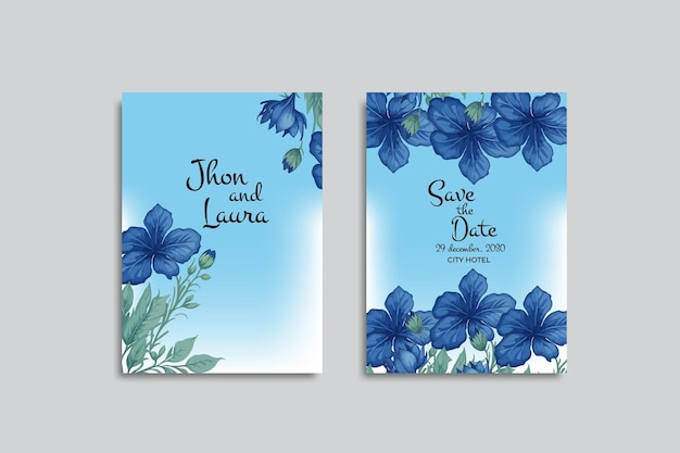 tarjeta de invitación de boda floral dibujada a mano de vector